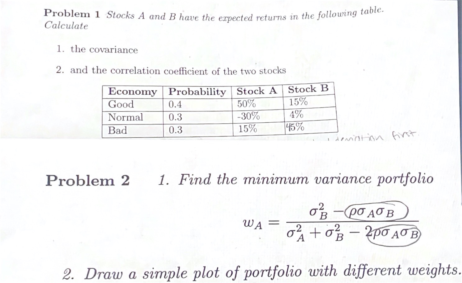 Solved Problem: ﻿A) ﻿Stocks A And B Have The Expected | Chegg.com