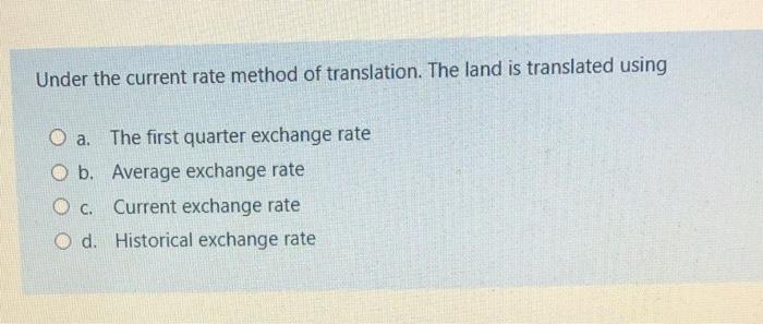 Solved Under the current rate method of translation. The | Chegg.com