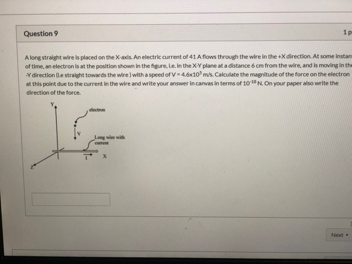 Solved Question 9 1p A long straight wire is placed on the | Chegg.com