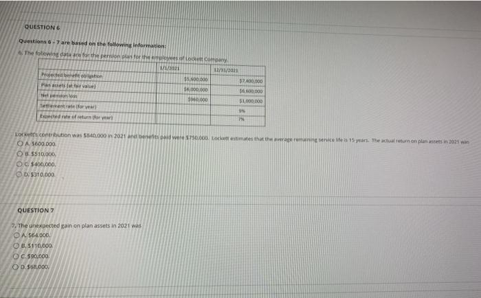 Solved QUESTIONG Questions 6.7 based on the following | Chegg.com