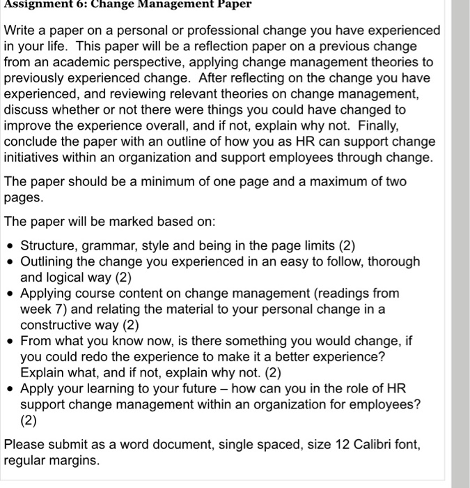 change management image self reflection paper assignment