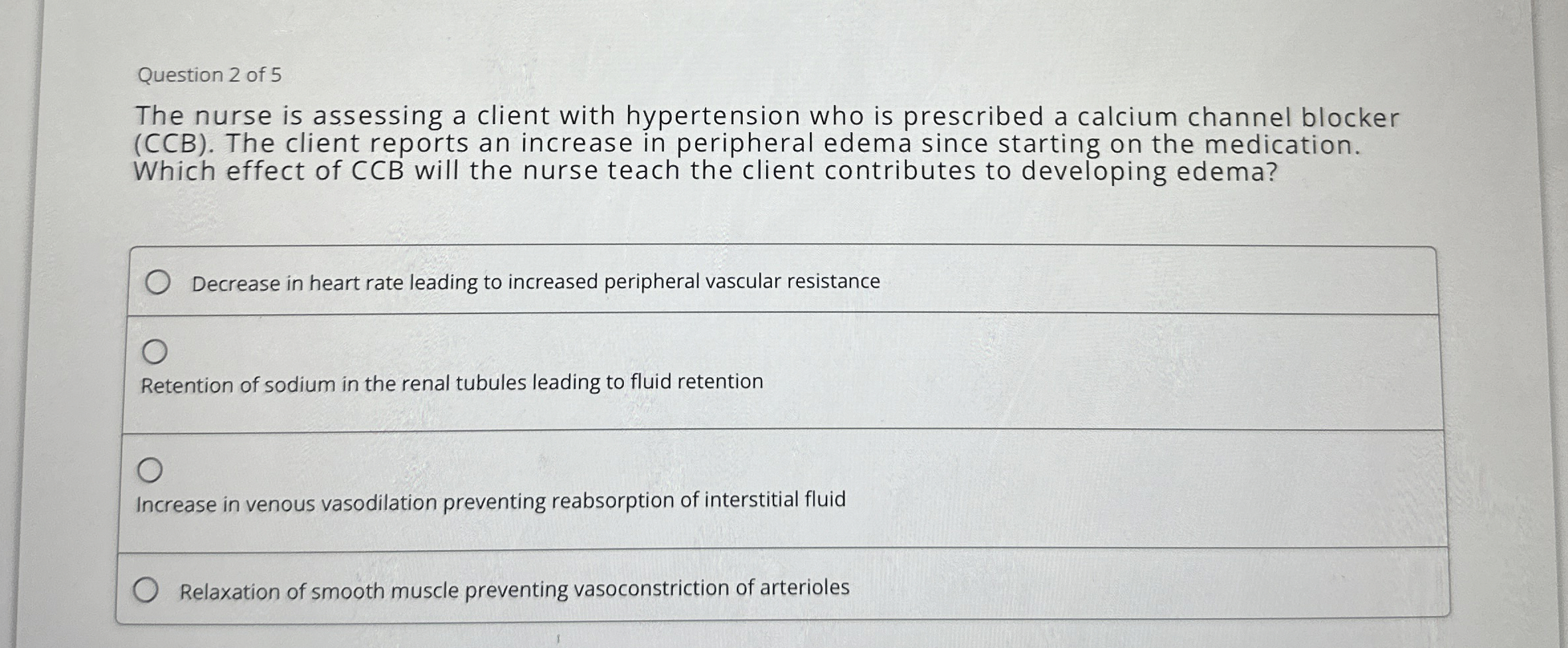 Solved Question 2 ﻿of 5The nurse is assessing a client with | Chegg.com