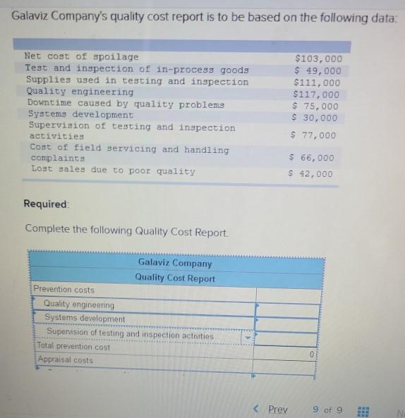 solved-galaviz-company-s-quality-cost-report-is-to-be-based-chegg