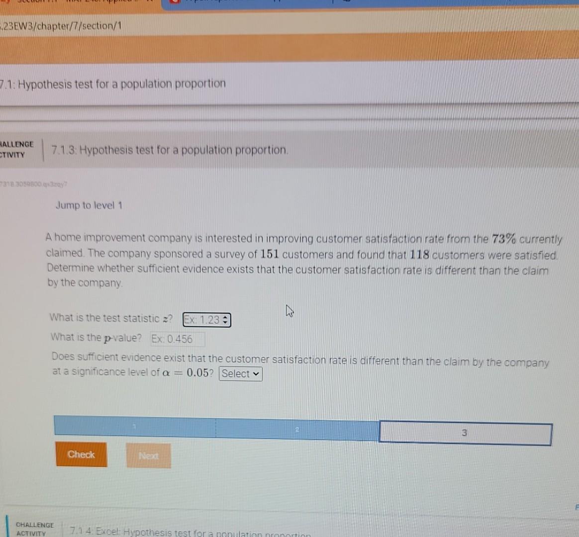 7.1.3 hypothesis test for a population proportion