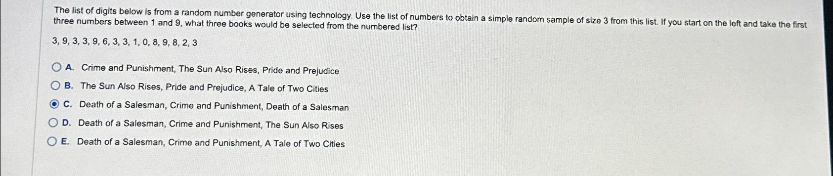 Solved three numbers between 1 ﻿and 9 , ﻿what three books | Chegg.com