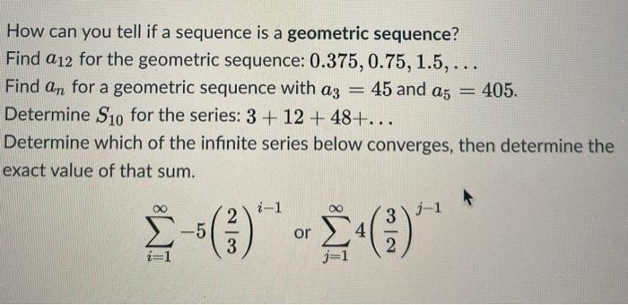 Solved How can you tell if a sequence is a geometric | Chegg.com