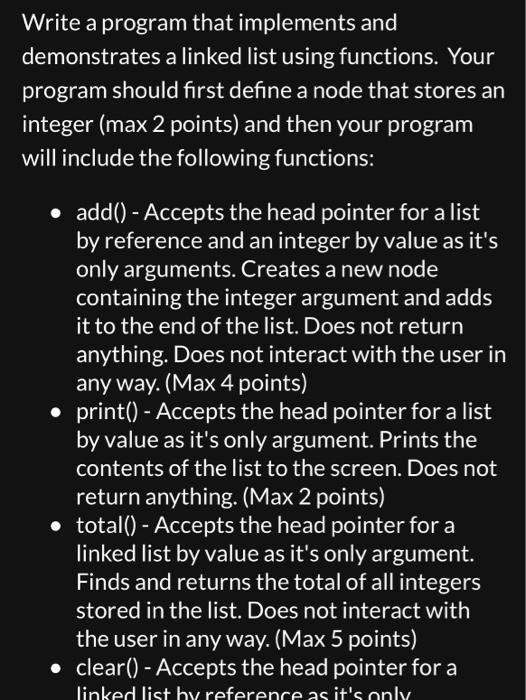 Solved Write a program that implements and demonstrates a | Chegg.com