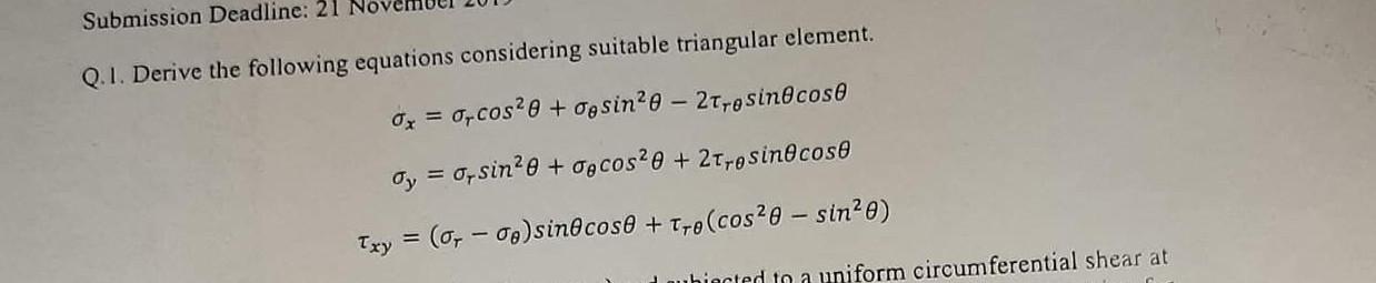 Solved Q.1. Derive the following equations considering | Chegg.com