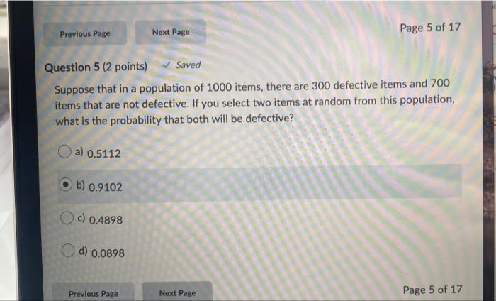 Solved Previous Page Next Page Page 5 of 17 Question 5 (2 | Chegg.com