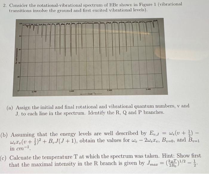 Solved 2. Consider the rotational-vibrational spectrum of | Chegg.com