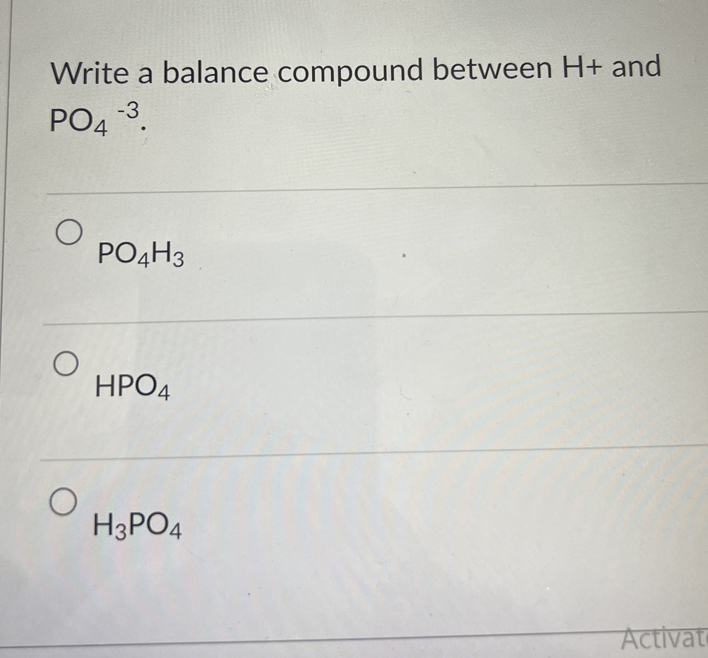 Solved Write a balance compound between H+ ﻿and | Chegg.com