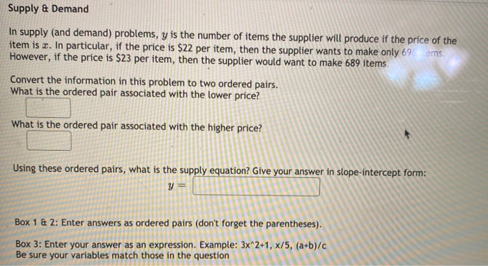 Solved Supply & Demand In Supply And Demand) Problems, Y Is | Chegg.com