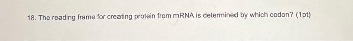 Solved 18 The Reading Frame For Creating Protein From MRNA Chegg Com   Image