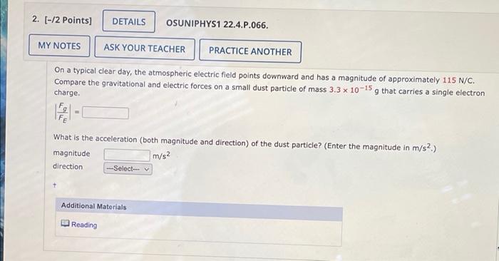 Solved 2 [ 2 Points Details Osuniphys1 22 4 P 066 My