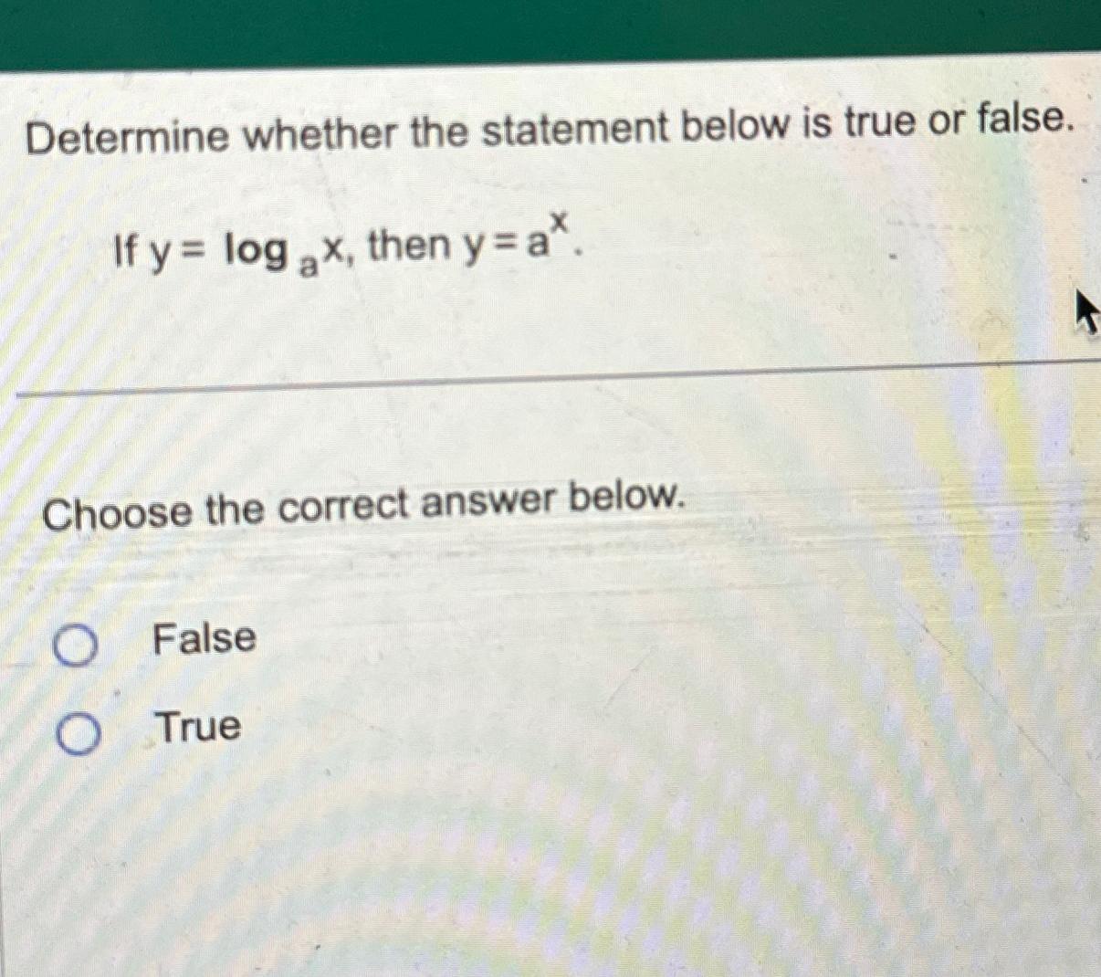 Solved Determine whether the statement below is true or | Chegg.com