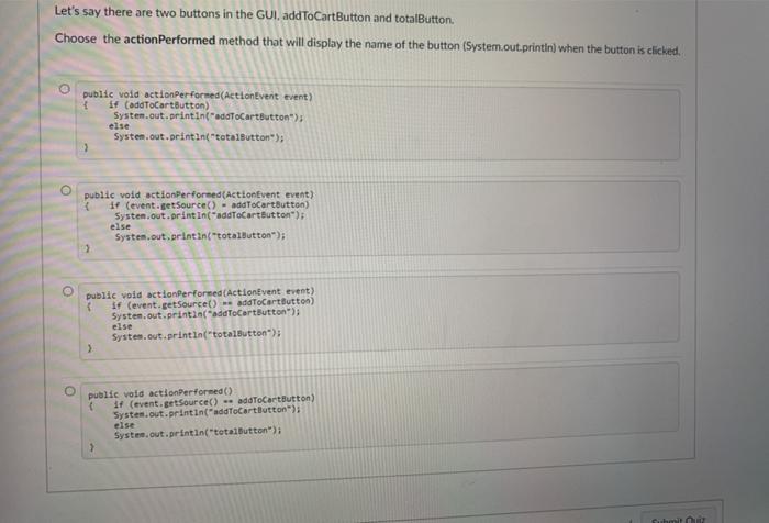 Solved Let's say there are two buttons in the GUI | Chegg.com