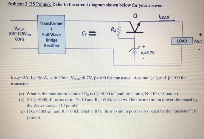 Solved Problem 3 (35 Points): Refer to the circuit diagram | Chegg.com