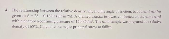 Solved The relationship between the relative density, Dr, | Chegg.com