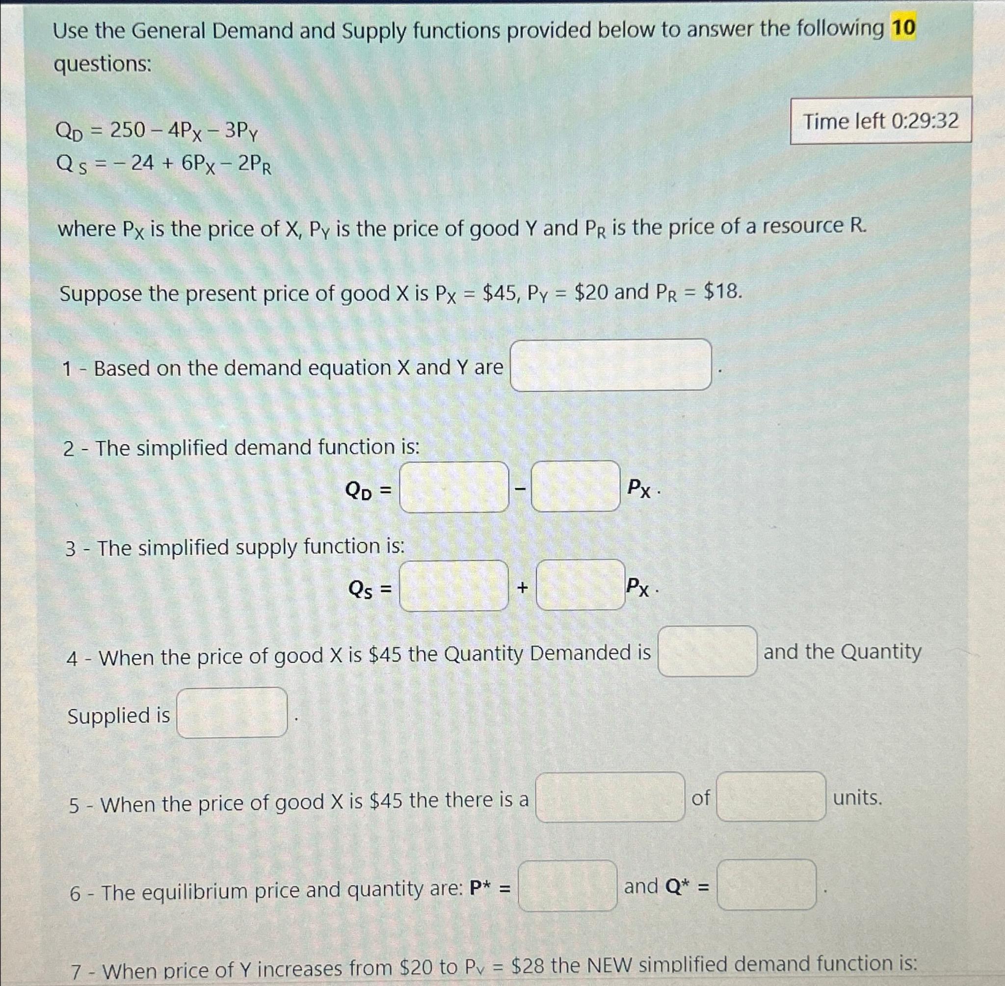 Solved Use the General Demand and Supply functions provided | Chegg.com
