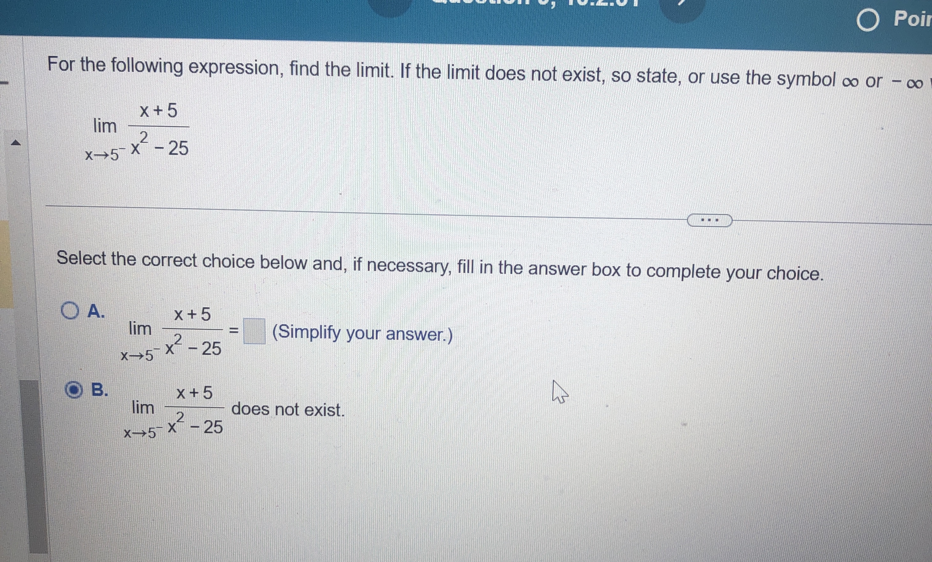 Solved For the following expression, find the limit. ﻿If the | Chegg.com