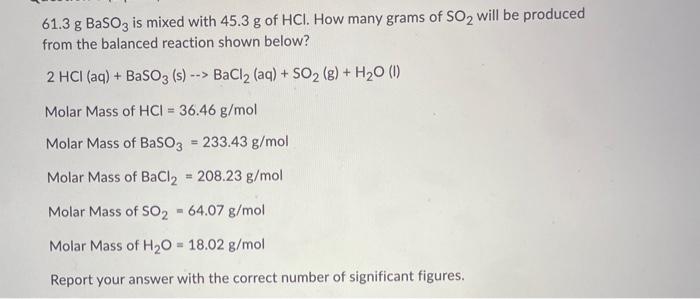 HCl + BaSO3: Phương trình phản ứng và ứng dụng thực tiễn