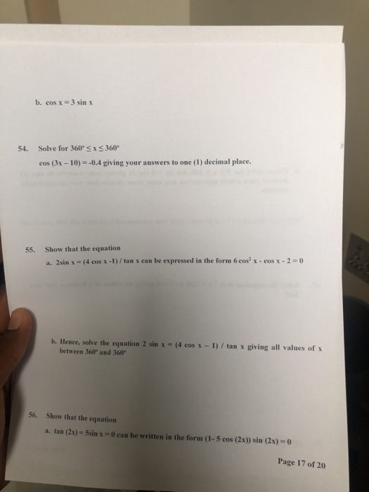 solve the equation 3sinx 3 1 for 0 x 360