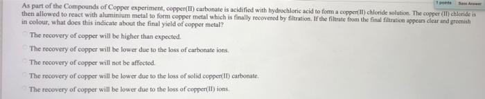 copper carbonate and hydrochloric acid experiment