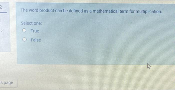 Solved 2 The word product can be defined as a mathematical | Chegg.com