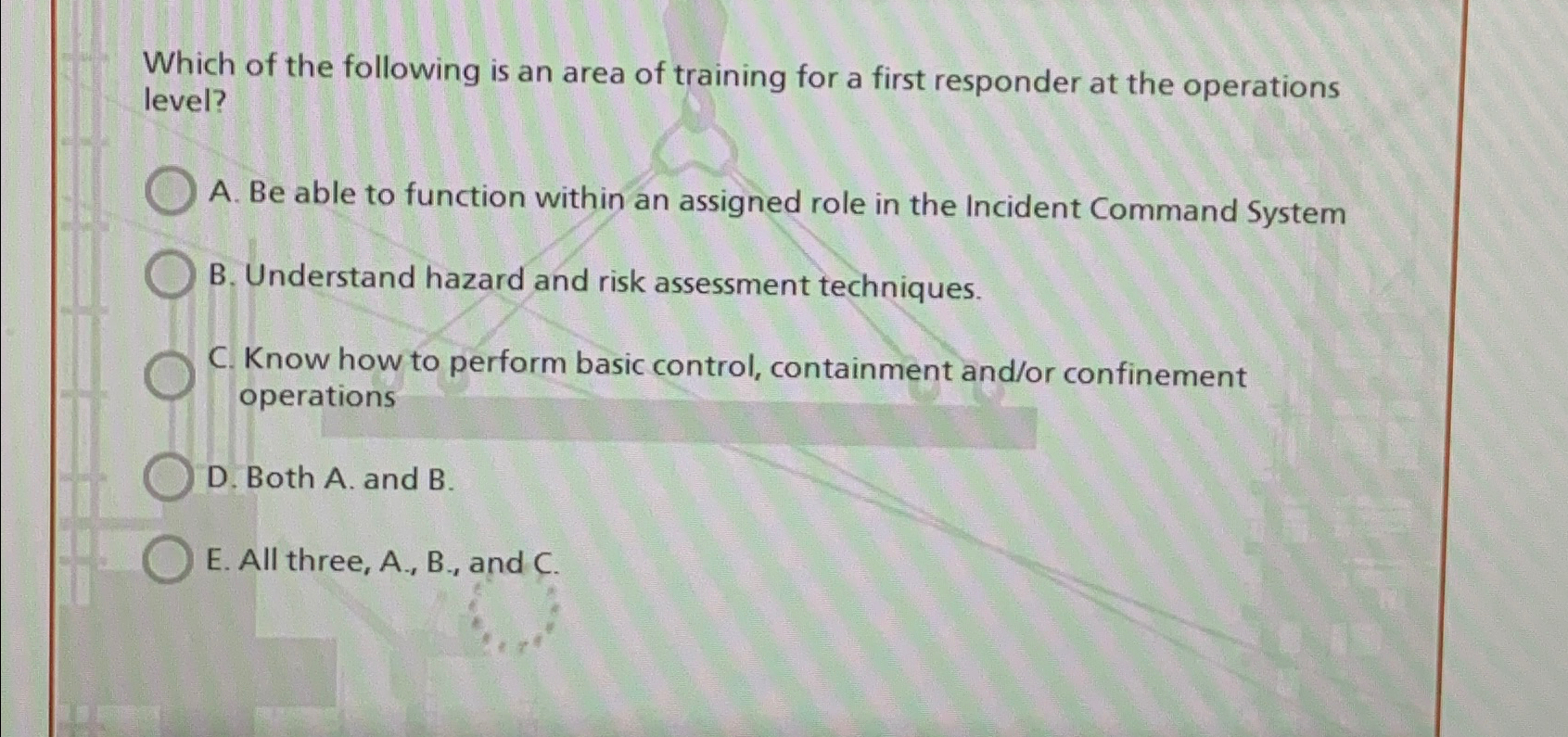 Solved Which of the following is an area of training for a | Chegg.com