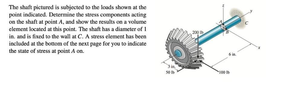Solved The shaft pictured is subjected to the loads shown at | Chegg.com