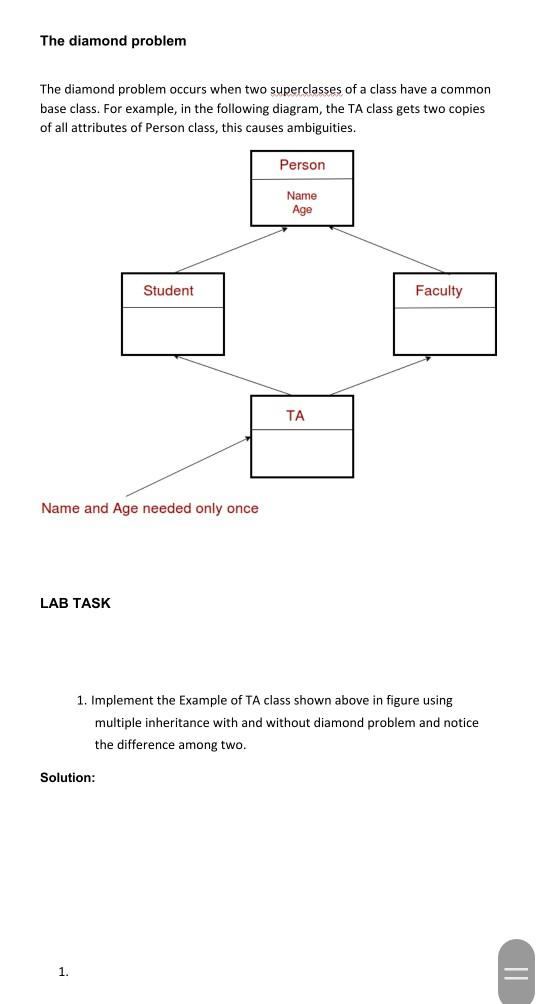 Solved The diamond problem The diamond problem occurs when | Chegg.com