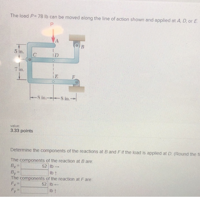 Solved The Load P= 78 Lb Can Be Moved Along The Line Of | Chegg.com