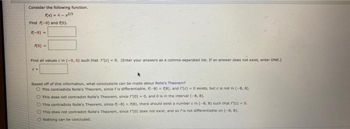 Solved Consider the following function. f(x)=4−x23 Find | Chegg.com