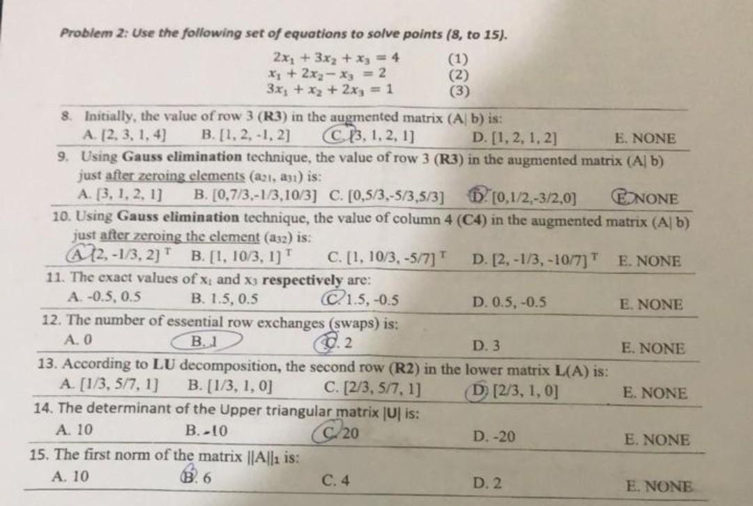 Solved Problem 2: Use the following set of equations to | Chegg.com
