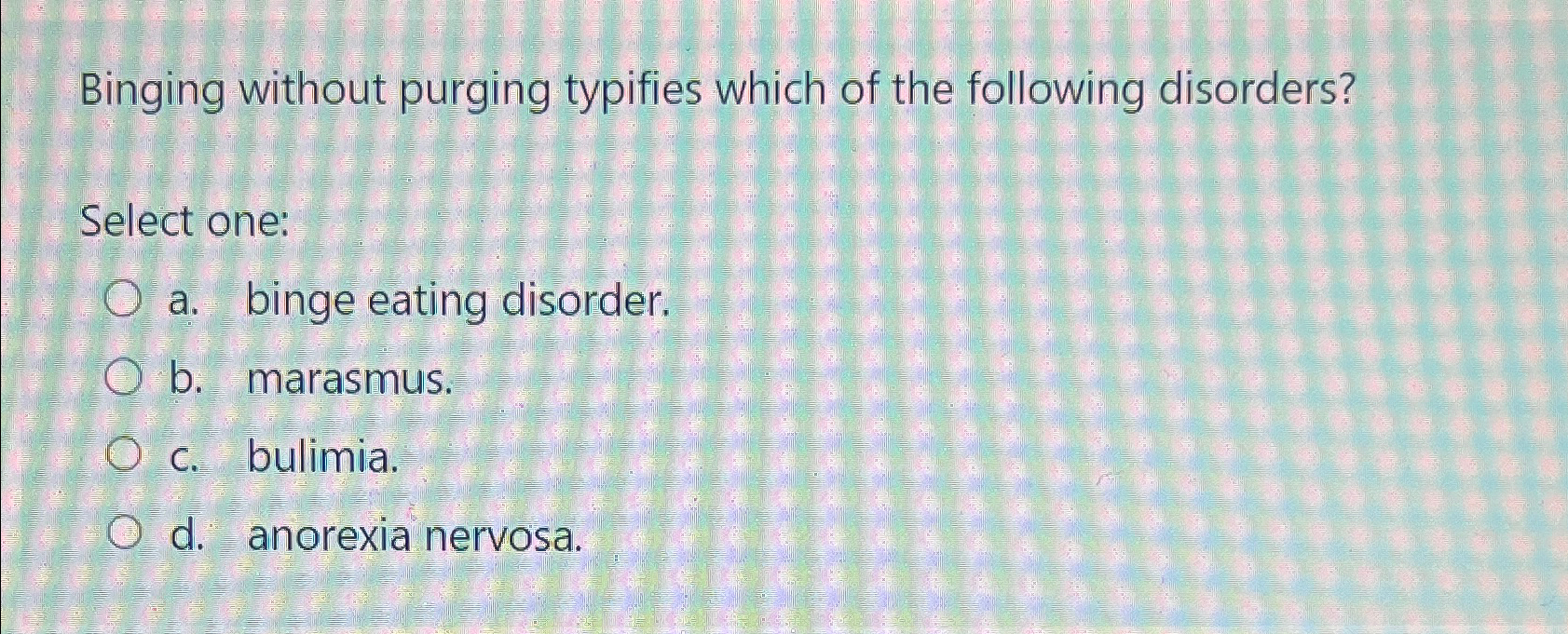 Solved Binging without purging typifies which of the