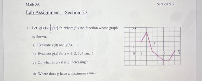 Solved Math 3A Section 5.3 Lab Assignment - Section 5.3 1. | Chegg.com