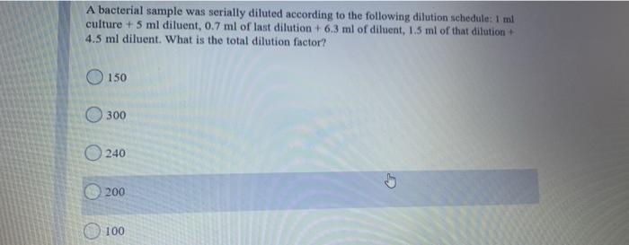 Solved A Bacterial Sample Was Serially Diluted According To 