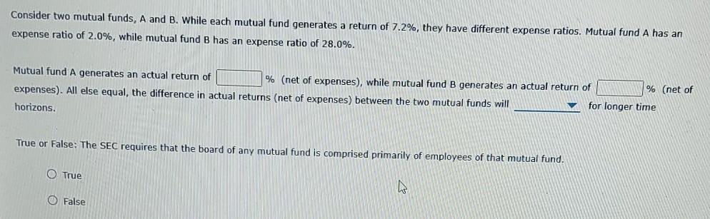 Solved Consider Two Mutual Funds, A And B. While Each Mutual | Chegg.com