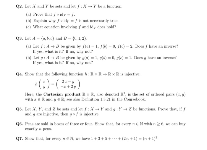 Solved Q2 Let X And Y Be Sets And Let F X Y Be A Funct Chegg Com