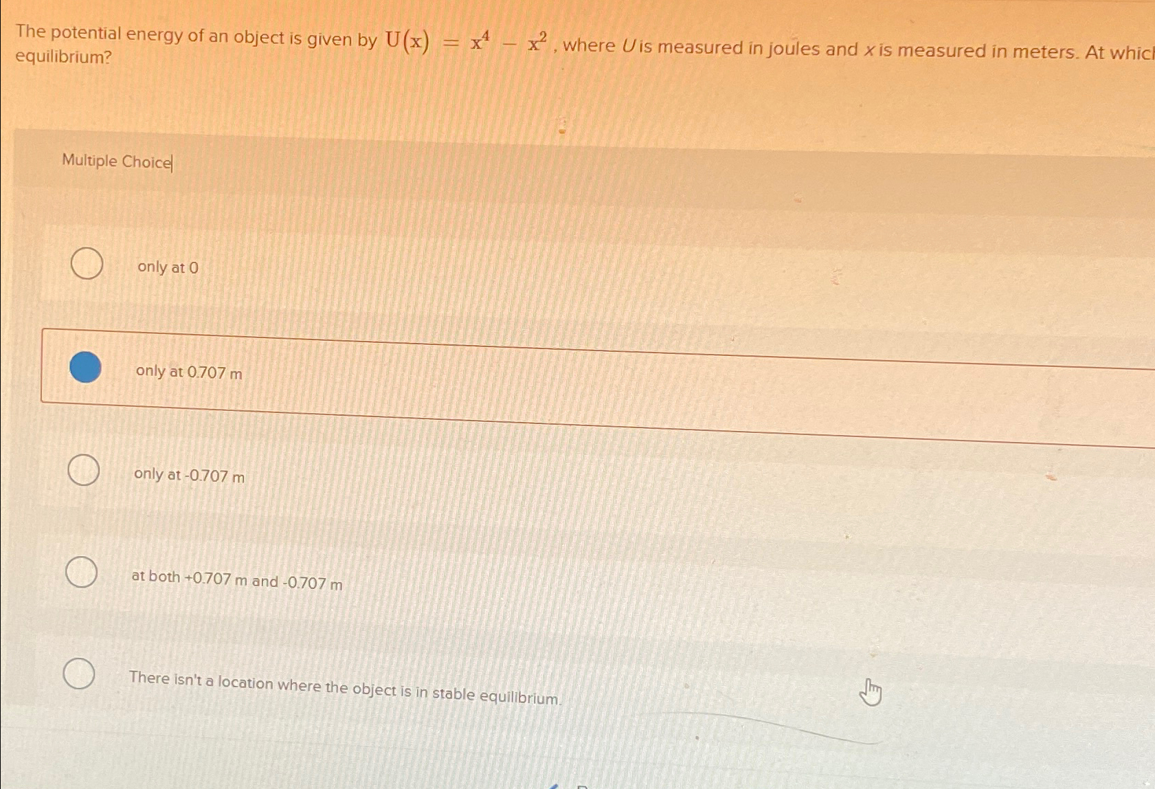 Solved The potential energy of an object is given by | Chegg.com