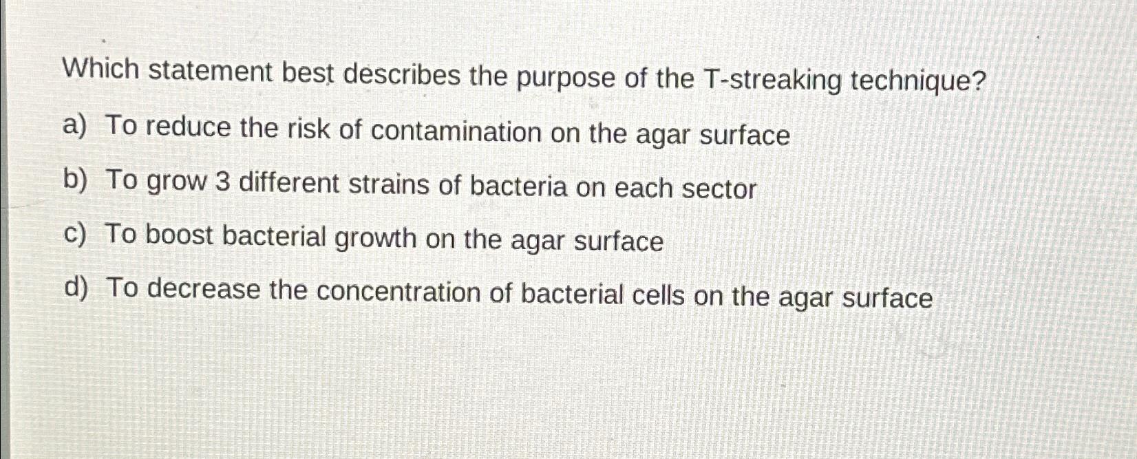 Solved Which statement best describes the purpose of the