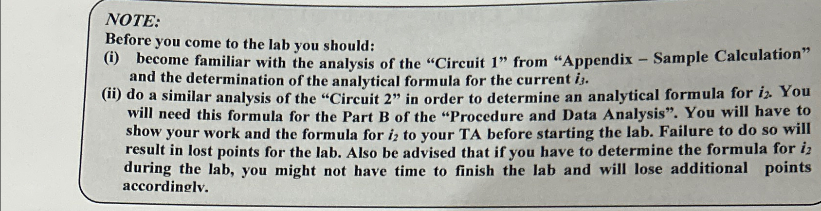 Solved NOTE:Before you come to the lab you should:(i) | Chegg.com