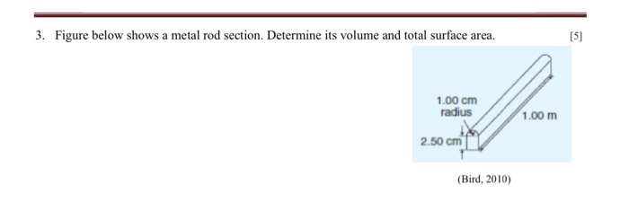Solved 3. Figure below shows a metal rod section. Determine | Chegg.com