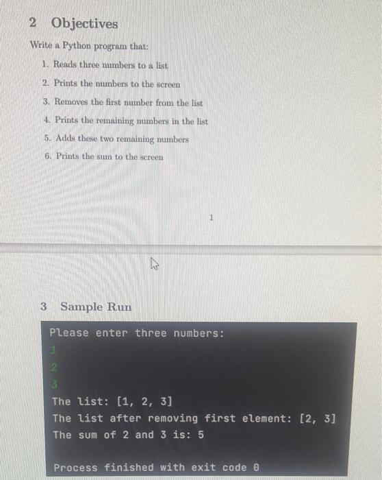 Solved 2 Objectives Write a Python program that: 1. Reads | Chegg.com