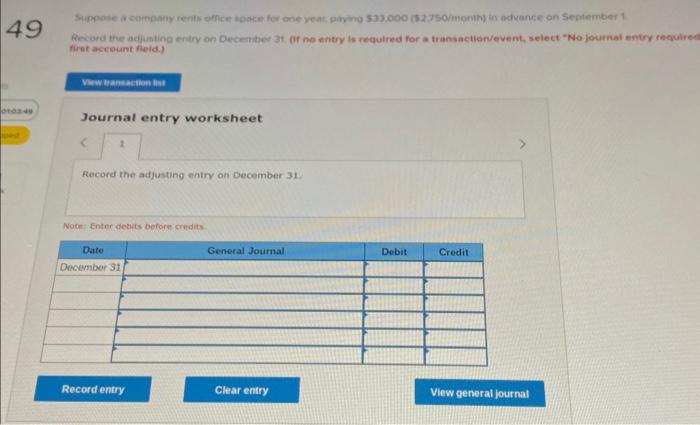 Solved firnt account field.) Journal entry worksheet Recond | Chegg.com