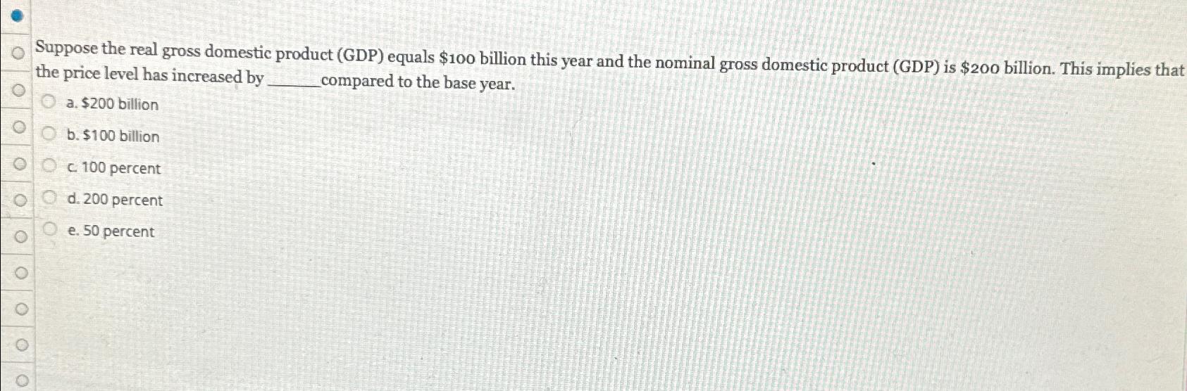 Solved Suppose the real gross domestic product (GDP) ﻿equals | Chegg.com