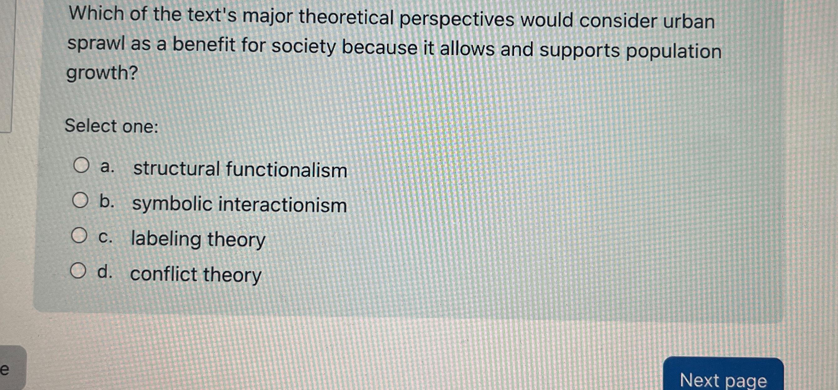 Solved Which Of The Text's Major Theoretical Perspectives | Chegg.com