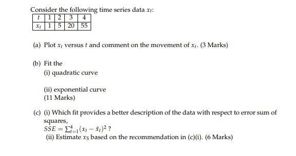 Solved Consider the following time series data xt : (a) Plot | Chegg.com