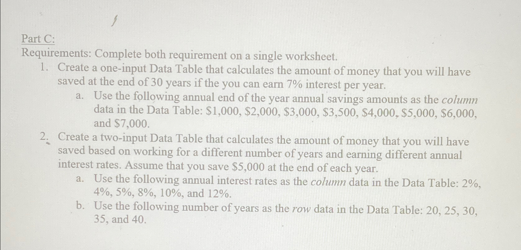 Part CRequirements Complete both requirement on a