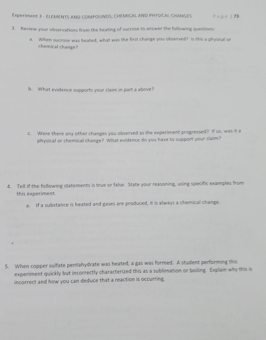 experiment 3 elements and compounds